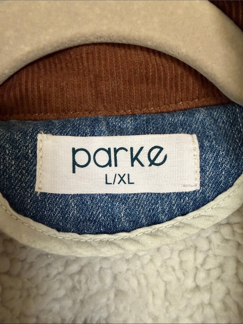 Parker Light Blue Denim Jacket with Brown Corduroy Collar - Picture 4 of 5